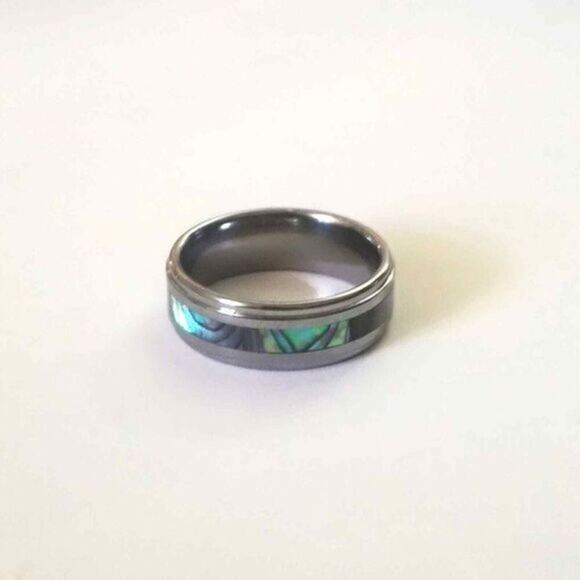 New‎ Tungsten carbide Abalone Inlay Center Ring size 9 - Picture 4 of 7